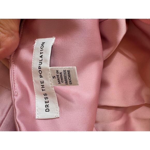 Dress the population tess tiered satin down rose canyon size small - Picture 8 of 12